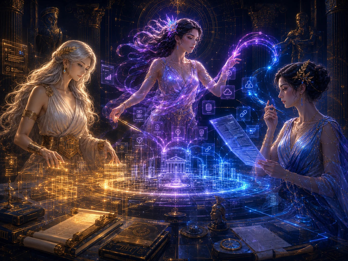 Atenea, Iris y Metis trabajando conjuntamente sobre procedimientos, integraciones y análisis